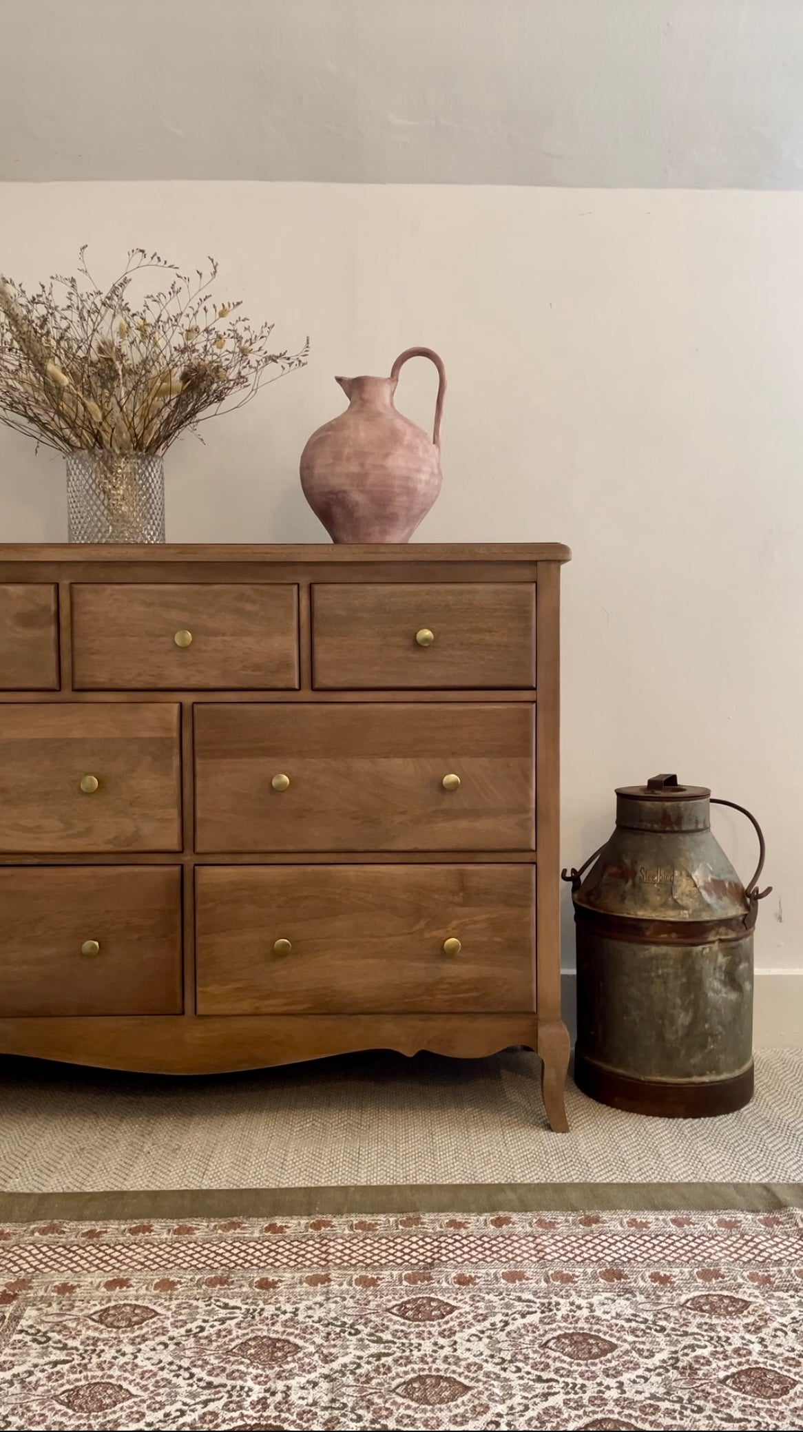 Large distressed metal milk churn